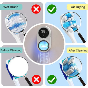 Wall Mounted Toothbrush Holder And Cleaner Smart Light Cleaning And Fan Drying Automatic Rotating Cover Toothbrush Case